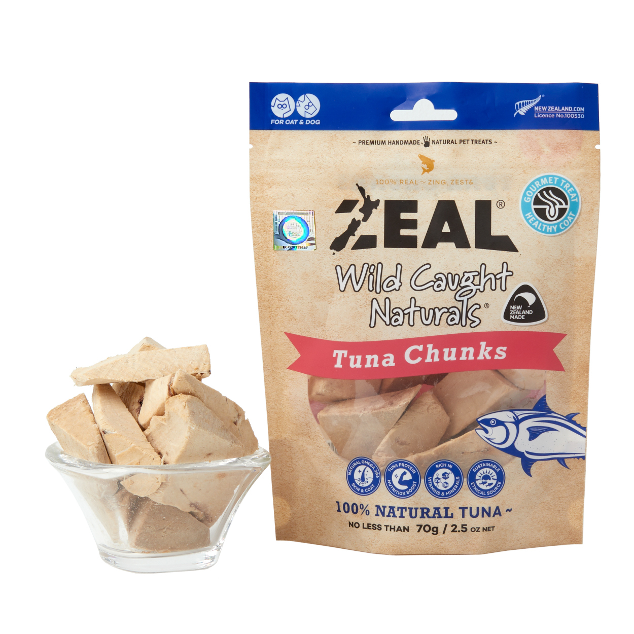 ZEAL-紐西蘭冷凍脫水野生吞拿魚片(70g)  (貓狗食用)
