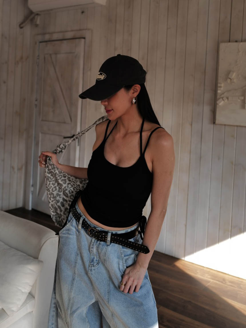 側抽繩掛脖吊帶背心*3色