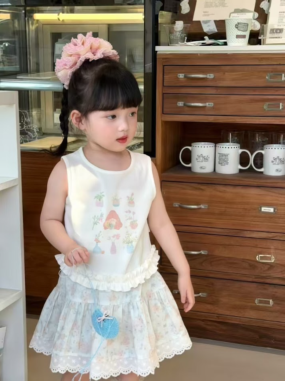 BYC03SE088BL  日系秘密花園碎花裙兩件套