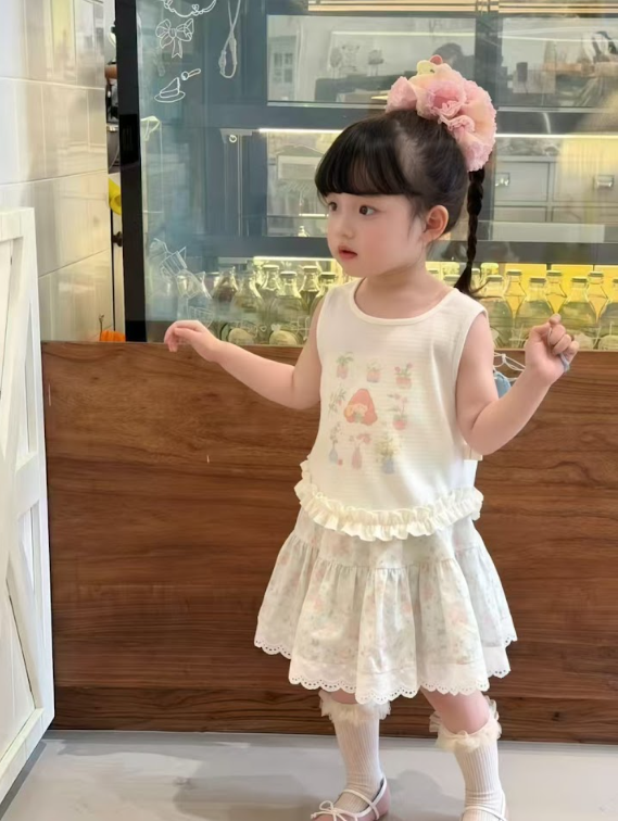 BYC03SE088BL  日系秘密花園碎花裙兩件套