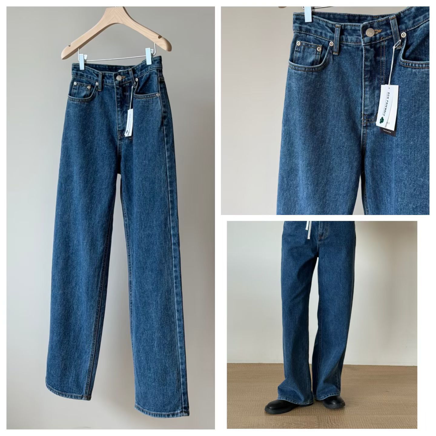 AG6002 直筒氣質高腰牛仔褲 *牛仔藍*