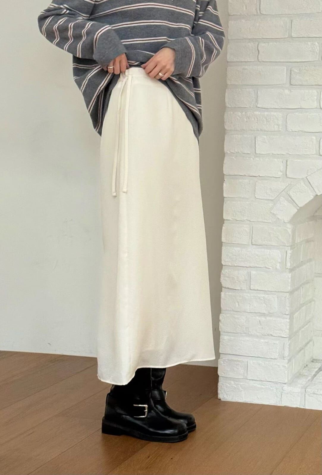 AG6005 側綁帶A line高腰半身裙