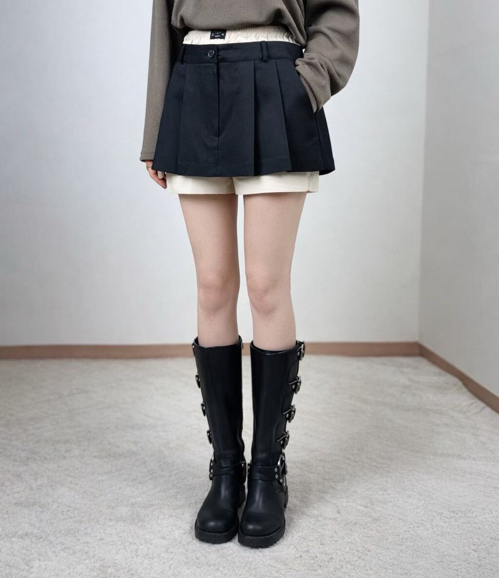 白褶裙造型短褲(香港設計師）