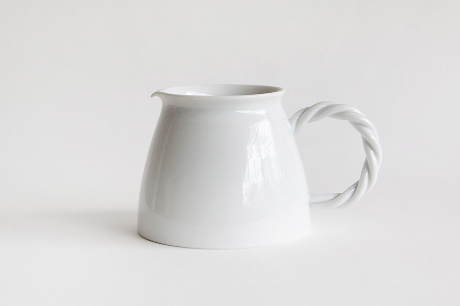 村上雄一 - 白磁扭結把手壺