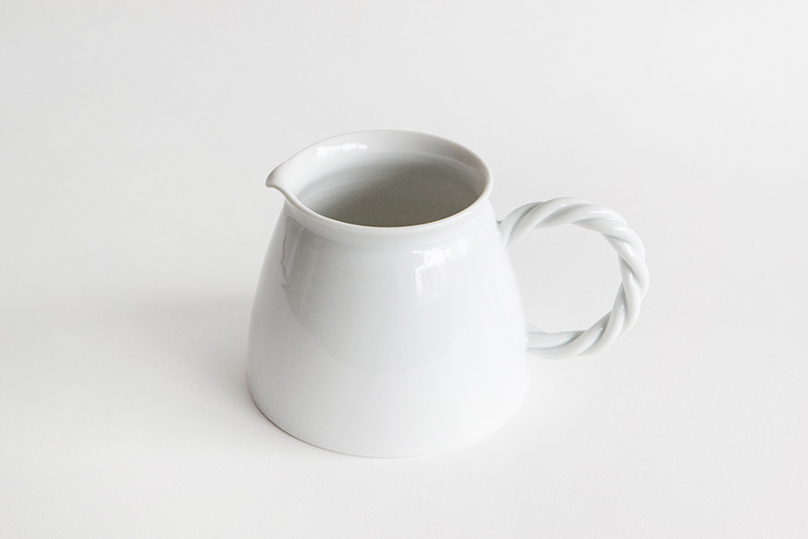 村上雄一 - 白磁扭結把手壺