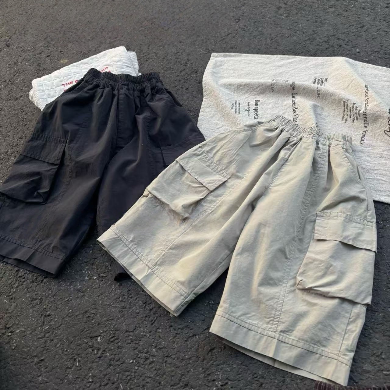 雙口袋工裝五分褲