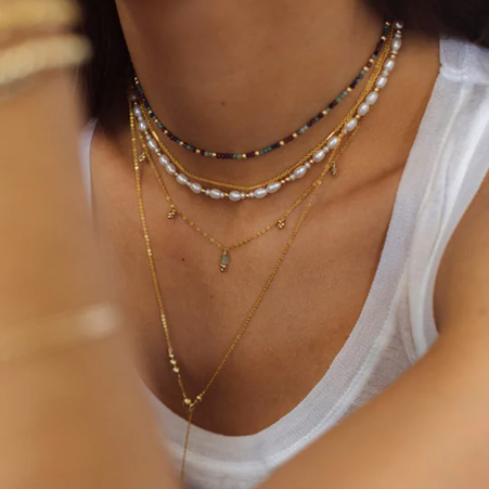 1YA0326-121 [YAY PARIS] Gaia Necklace Aventurine Laminated Gold #510pagr147 (EU)