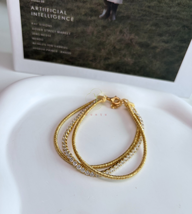 三排繞絲排鑽手鍊