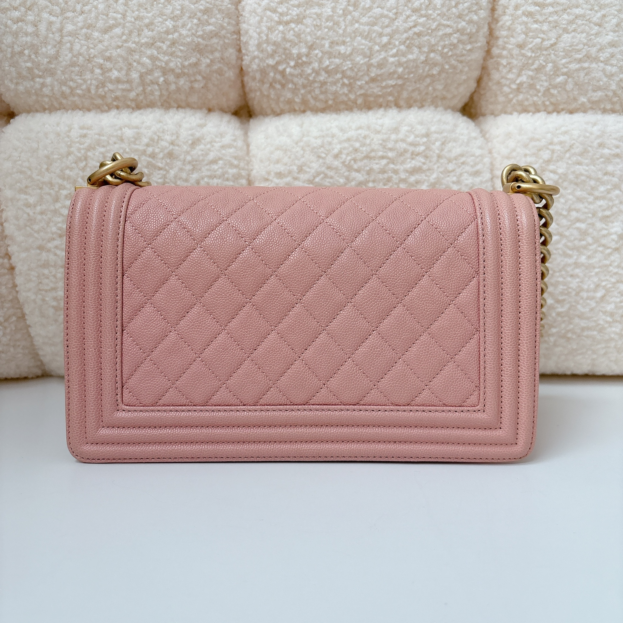 Chanel Medium Boy Bag - Pink Quilted / Ghw