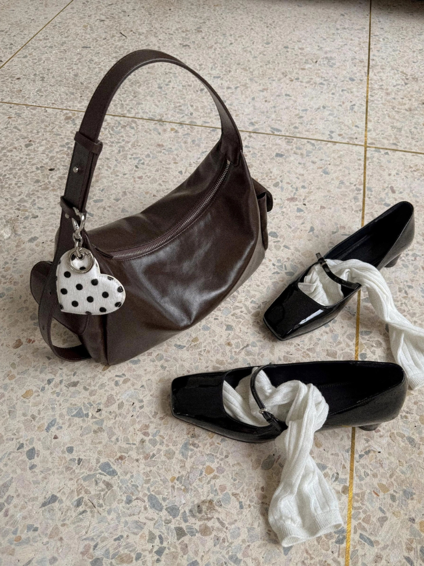 【 4/19收單 】Bucks & Leather Double Pocket 雙口袋真皮肩背包 韓國