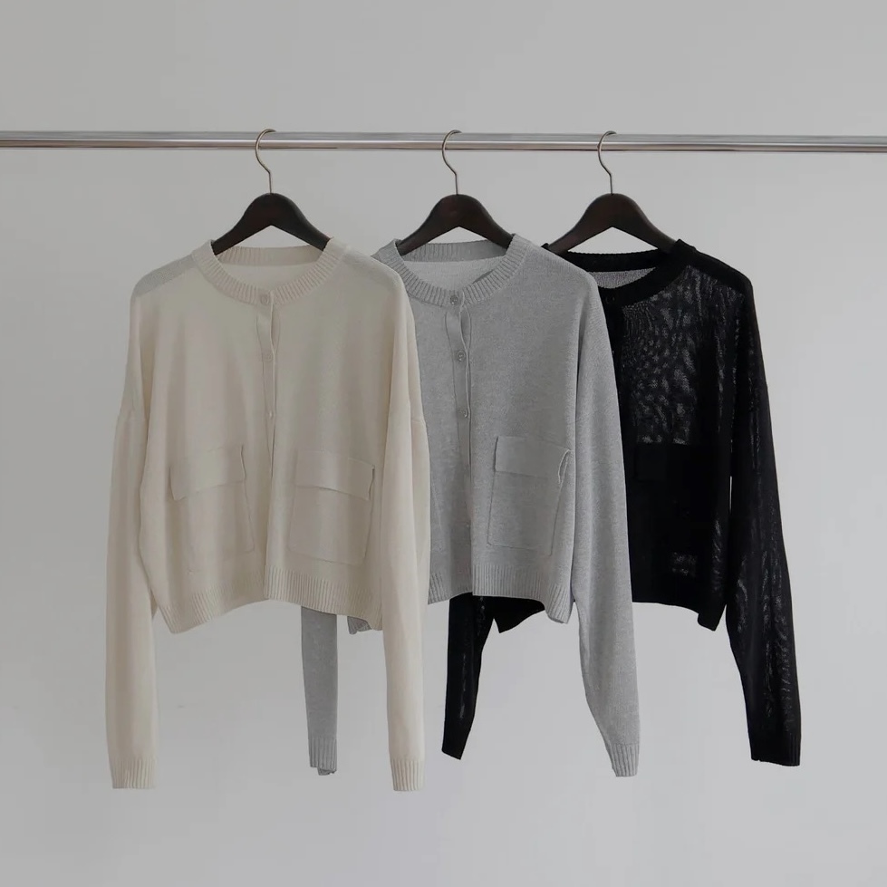 Sheer Cargo Pocket Knit Cardigan