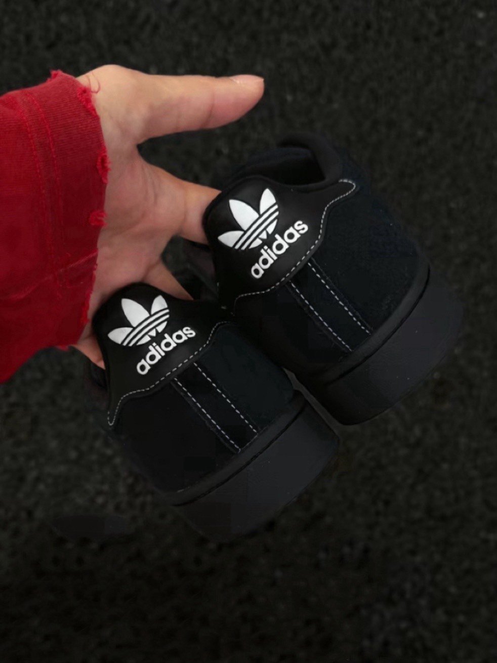 超稀有‼️ADIDAS ORIGINALS SUPERSTAR 2 全黑 翻毛皮 車縫線 貝殼鞋