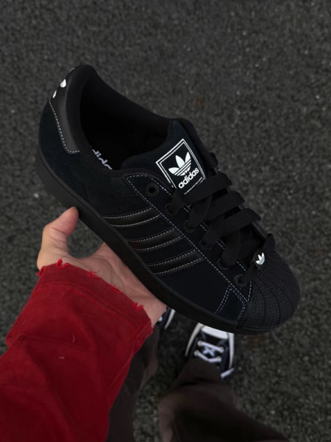 超稀有‼️ADIDAS ORIGINALS SUPERSTAR 2 全黑 翻毛皮 車縫線 貝殼鞋