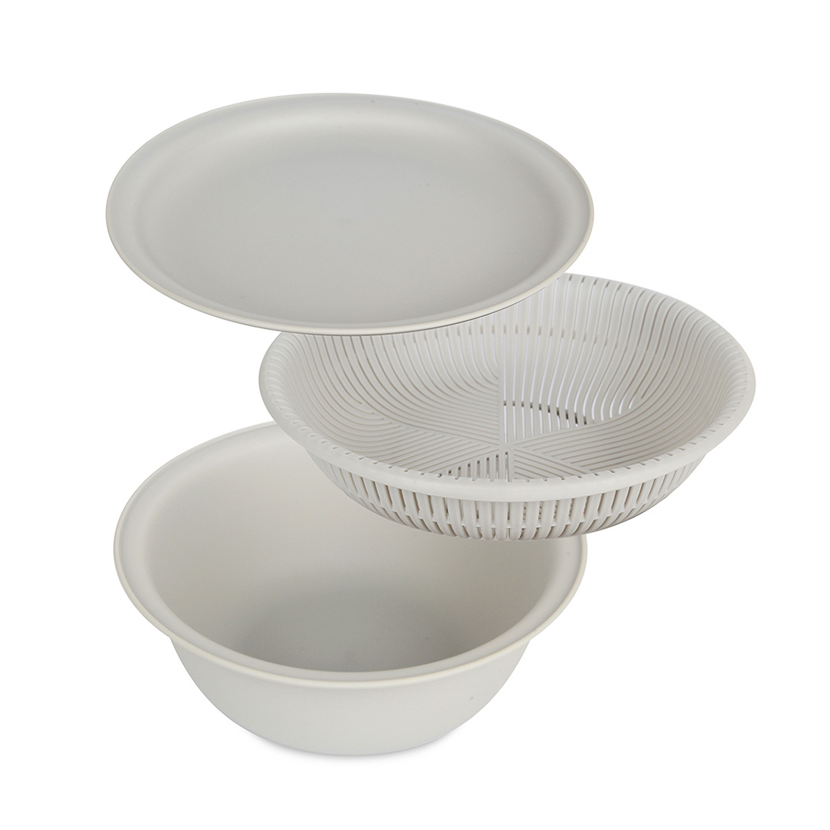 日本 MARNA 3件裝 21cm 多功能可微波濾碗/盆/盤 -K809