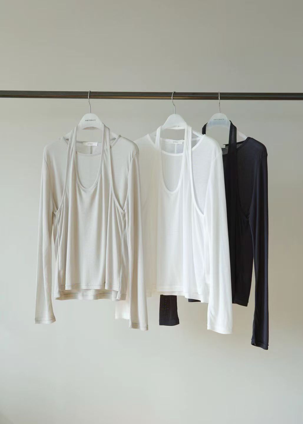 AG6043 假兩件掛頸式上衣