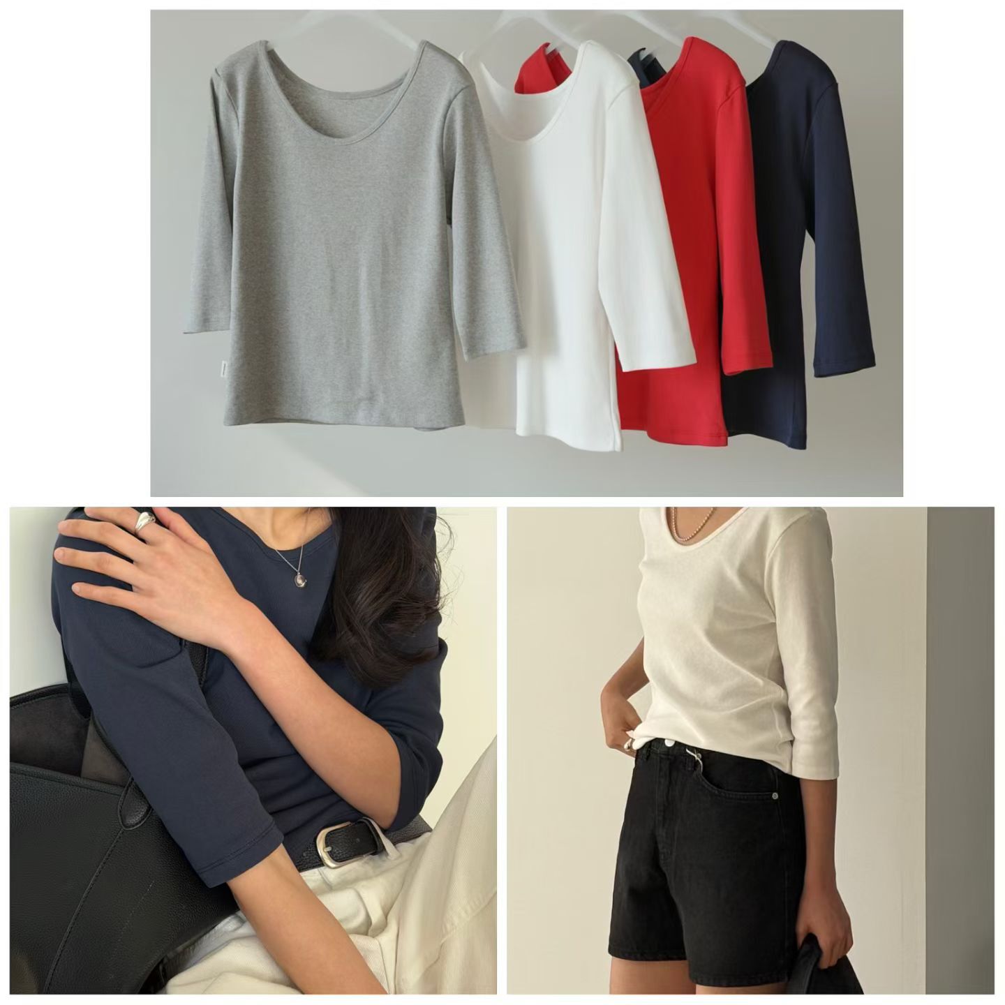 AG6017 簡約U領中袖上衣