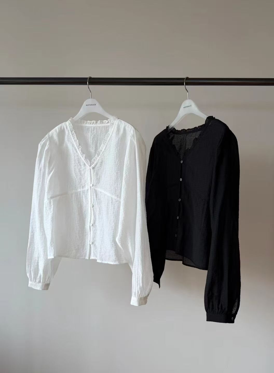 AG6042 浪漫小花邊鈕扣上衣