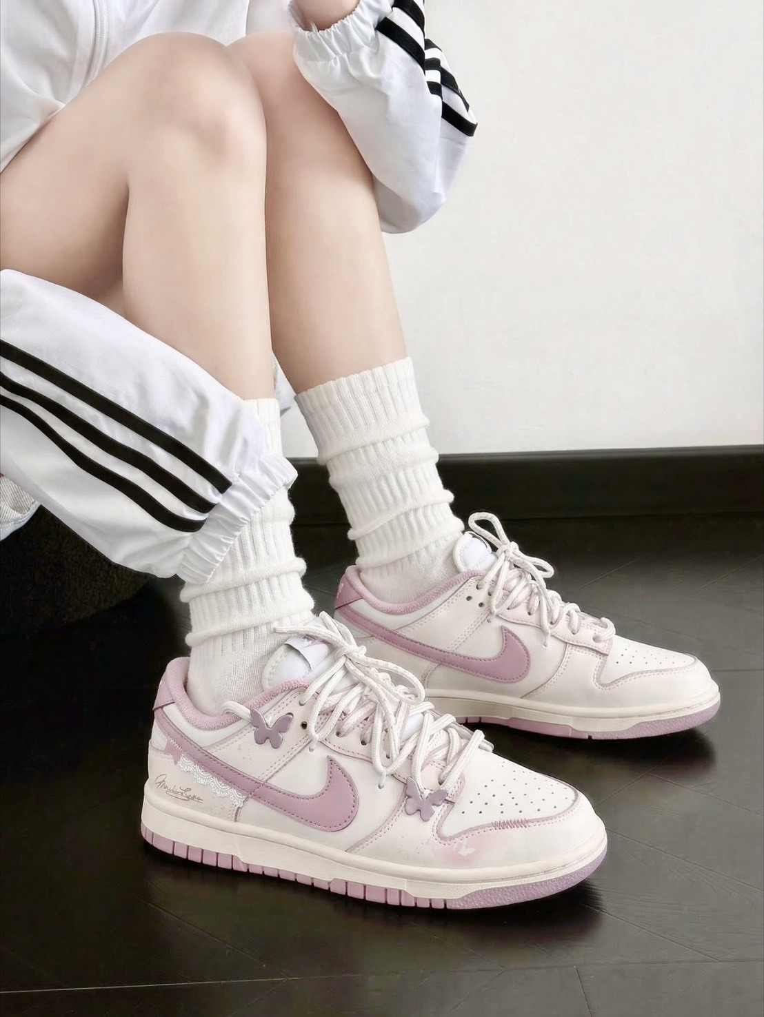 【訂製鞋款】Nike Dunk Low 少女 多巴胺 可愛 精緻 甜美 百搭 粉霧蝶夢DD1873-112(Team177-粉霧蝶夢)