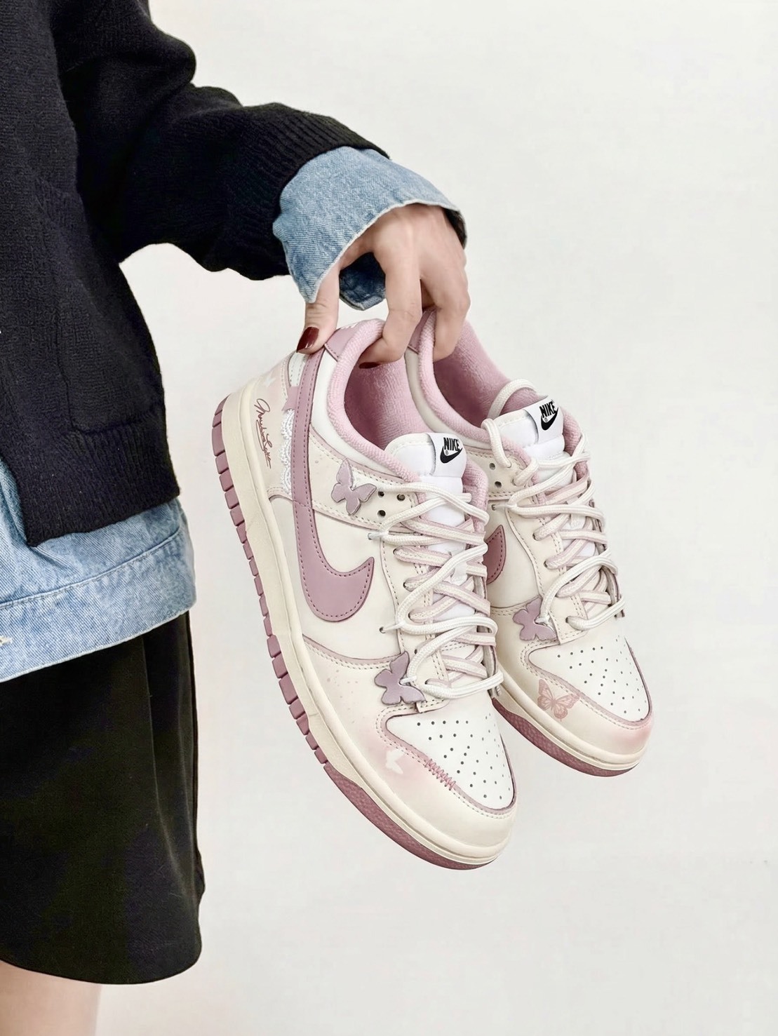 【訂製鞋款】Nike Dunk Low 少女 多巴胺 可愛 精緻 甜美 百搭 粉霧蝶夢DD1873-112(Team177-粉霧蝶夢)