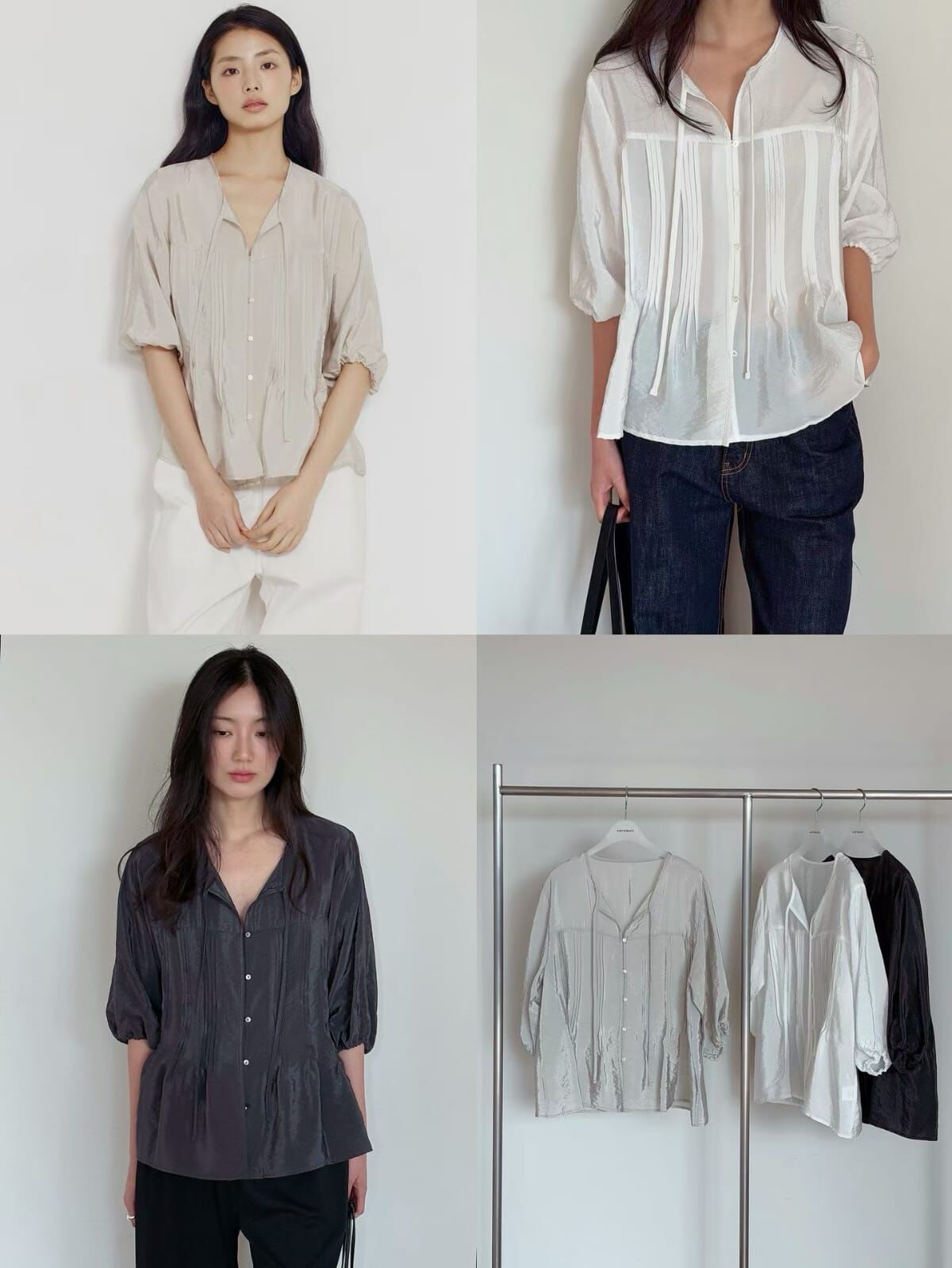 AG6039 壓百褶緞光上衣