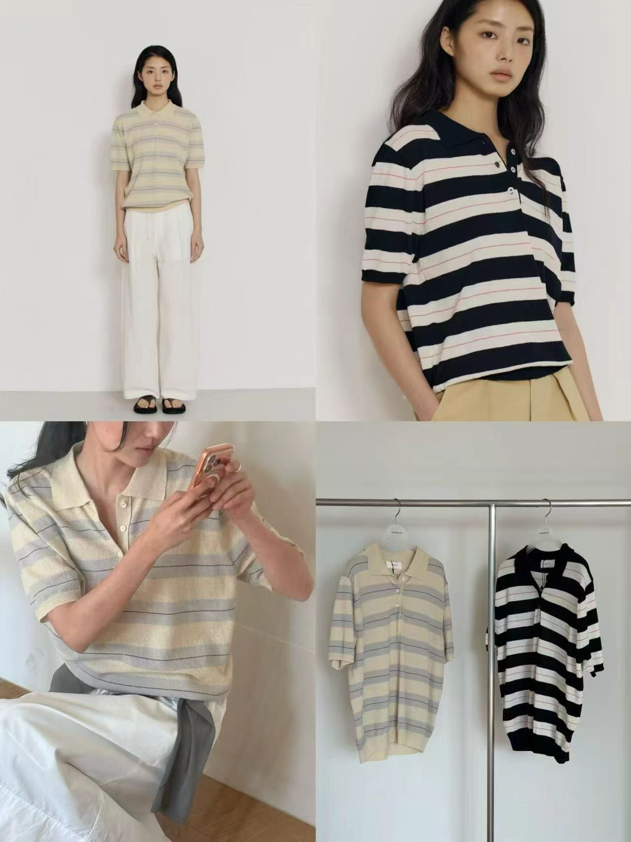 AG6038 休閒條紋Polo上衣