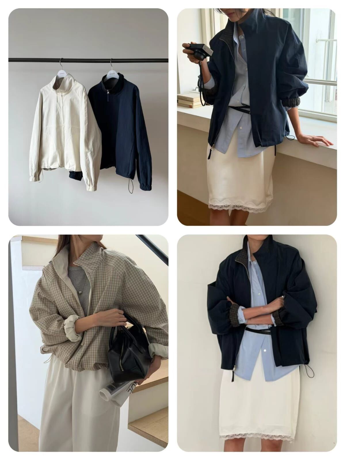 AG6034 雙面格紋擋風外套