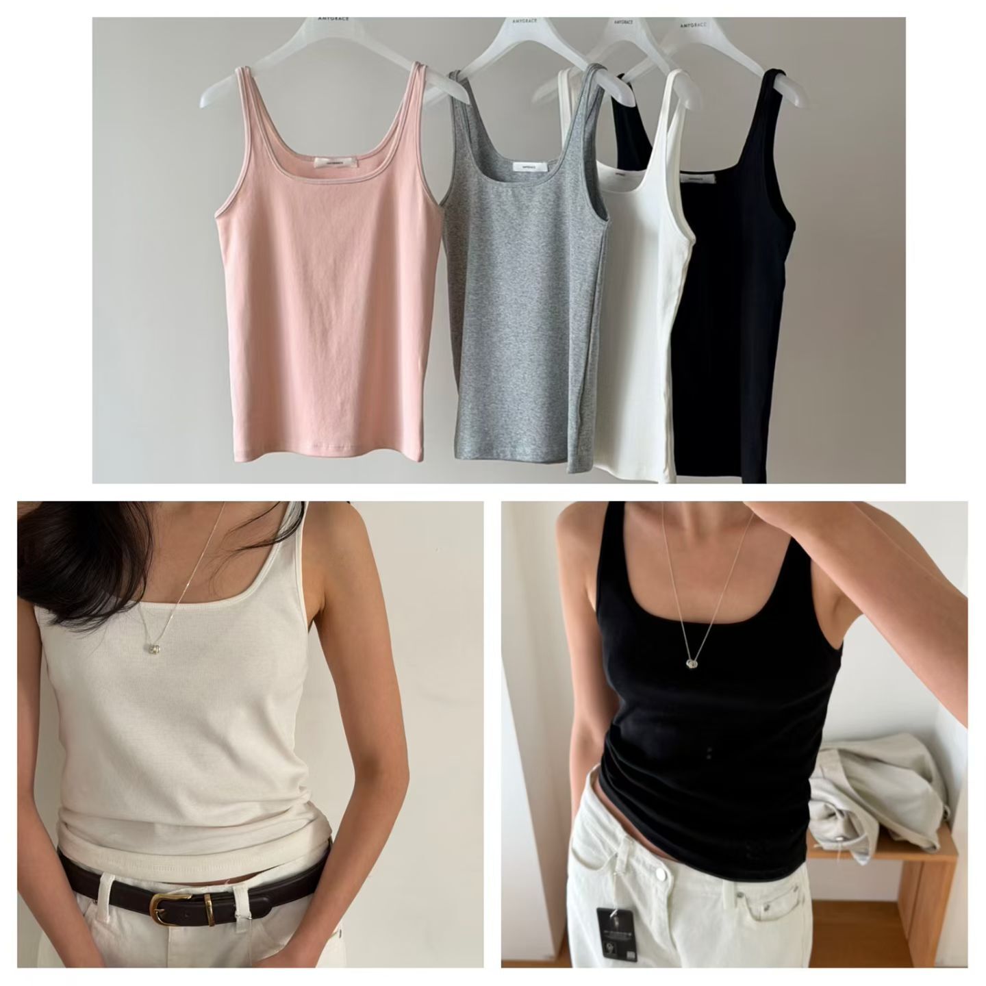 AG6031 方領幼肩帶小背心