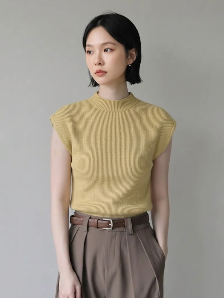 SALE500 微領坎肩針織上衣
