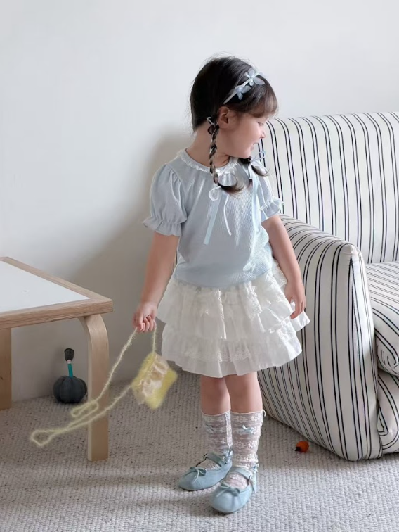 BYC03T098BL  天藍色公主束袖上衣