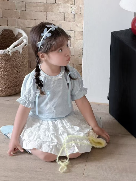 BYC03T098BL  天藍色公主束袖上衣