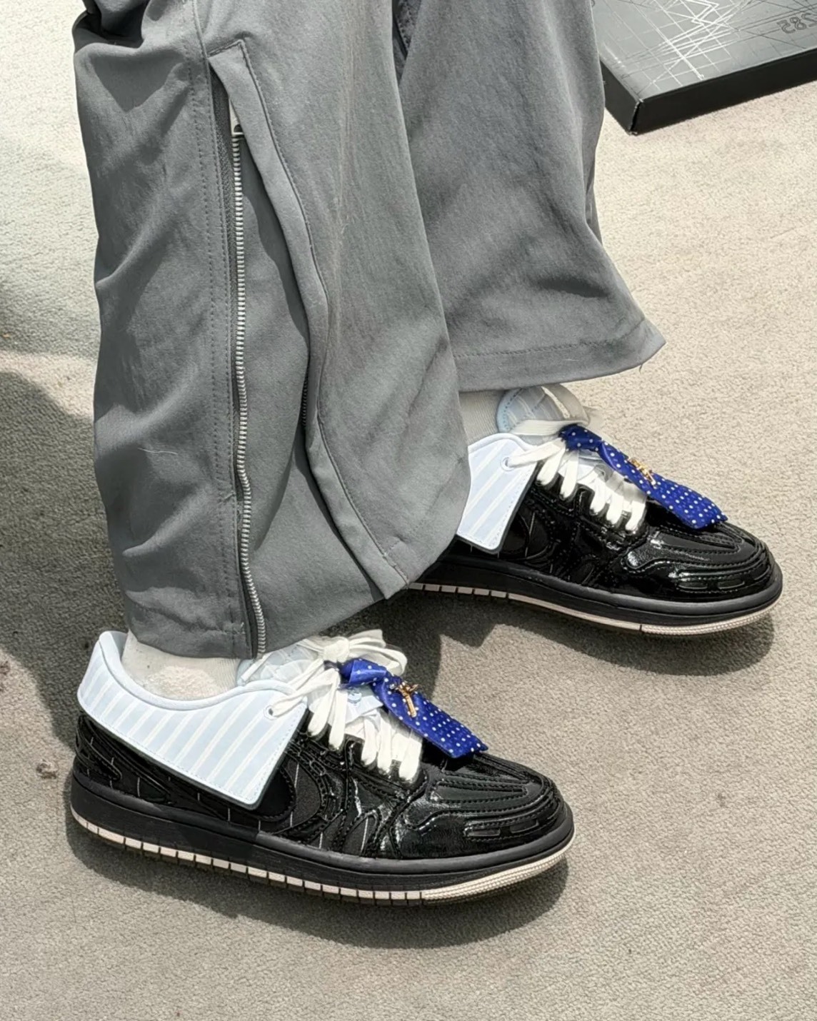 NIKE AIR JORDAN 1 MM V3 條紋 西裝風 皮鞋 波點領帶 金屬標 黑色 女款鞋 漆皮