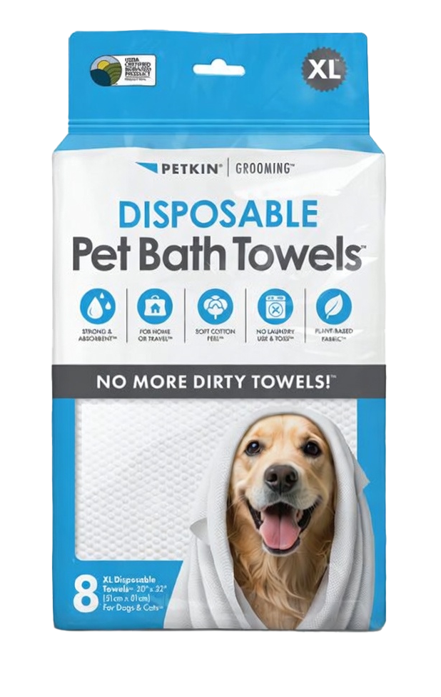 Petkin-寵物環保便利乾浴巾(8片)(適用於狗、貓、幼犬、幼貓)