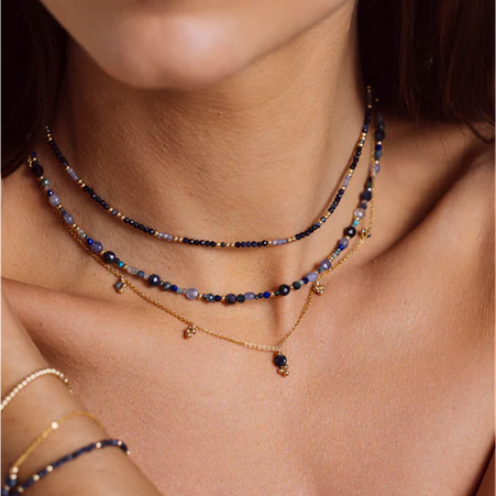 1YA0326-123 [YAY PARIS] Gaia Necklace Sapphire Laminated Gold #510pagr123 (EU)