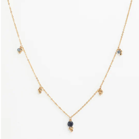 1YA0326-123 [YAY PARIS] Gaia Necklace Sapphire Laminated Gold #510pagr123 (EU)