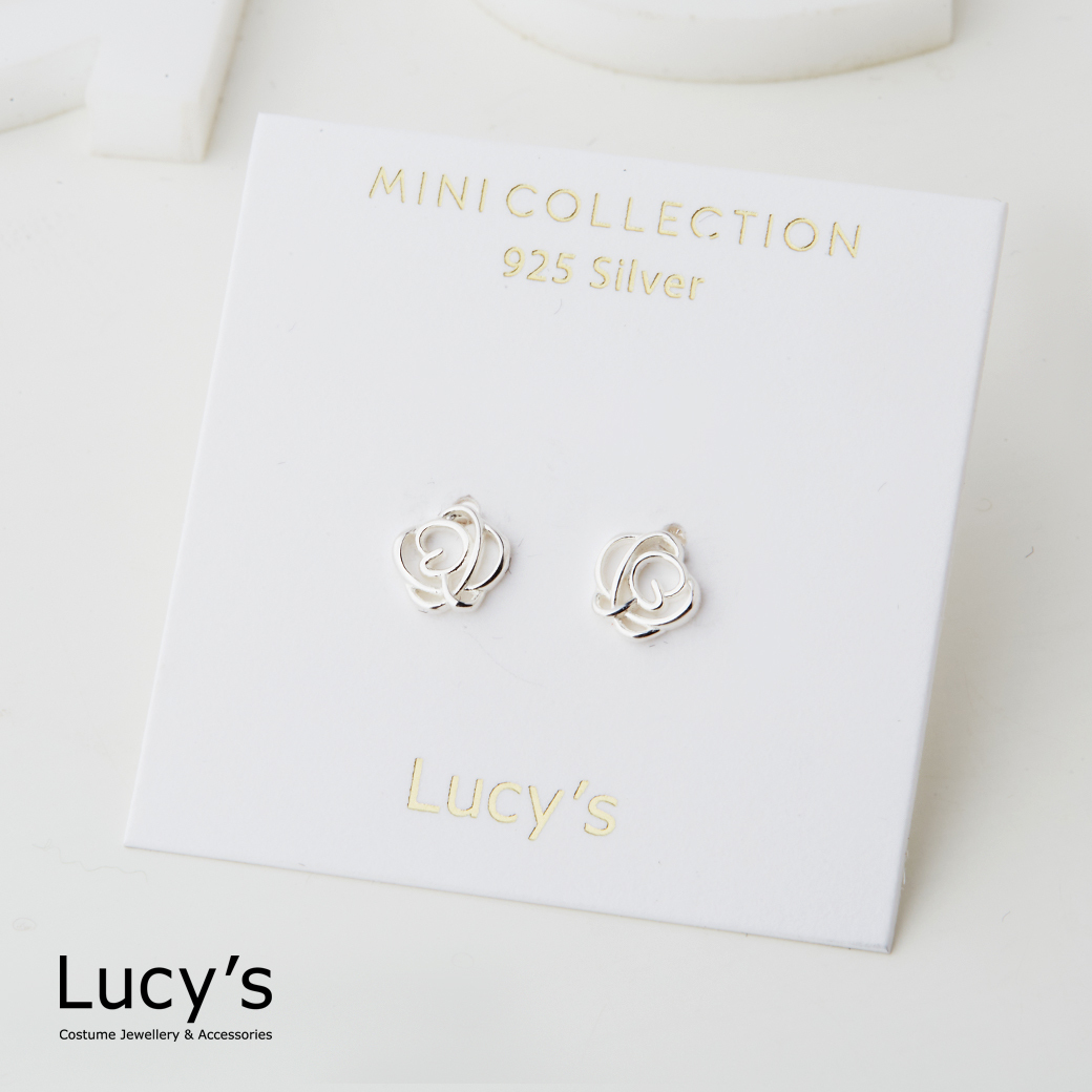 *925純銀〔輕銀系列〕玫瑰 耳環 (126465)