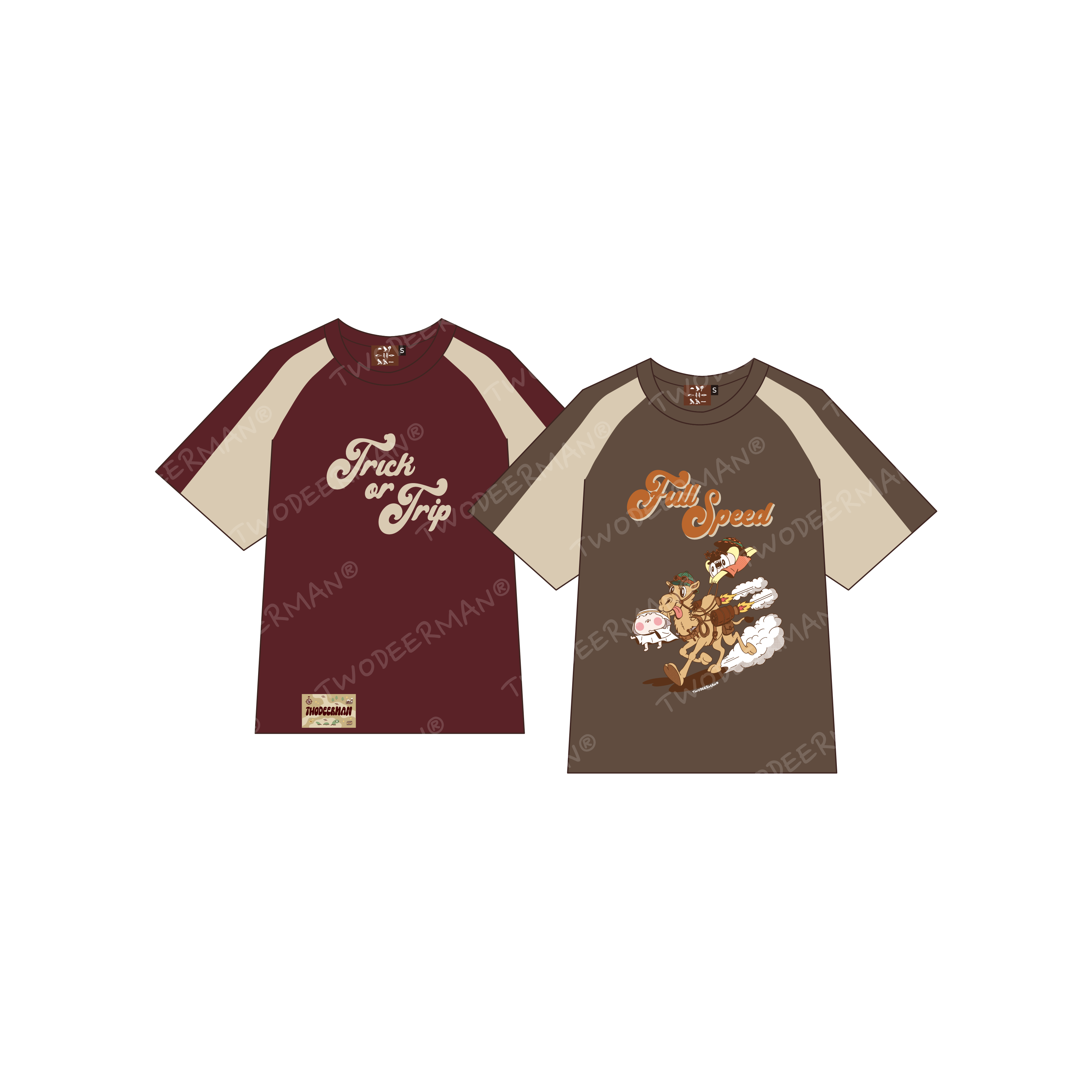 撞色純棉落肩T(共2款)