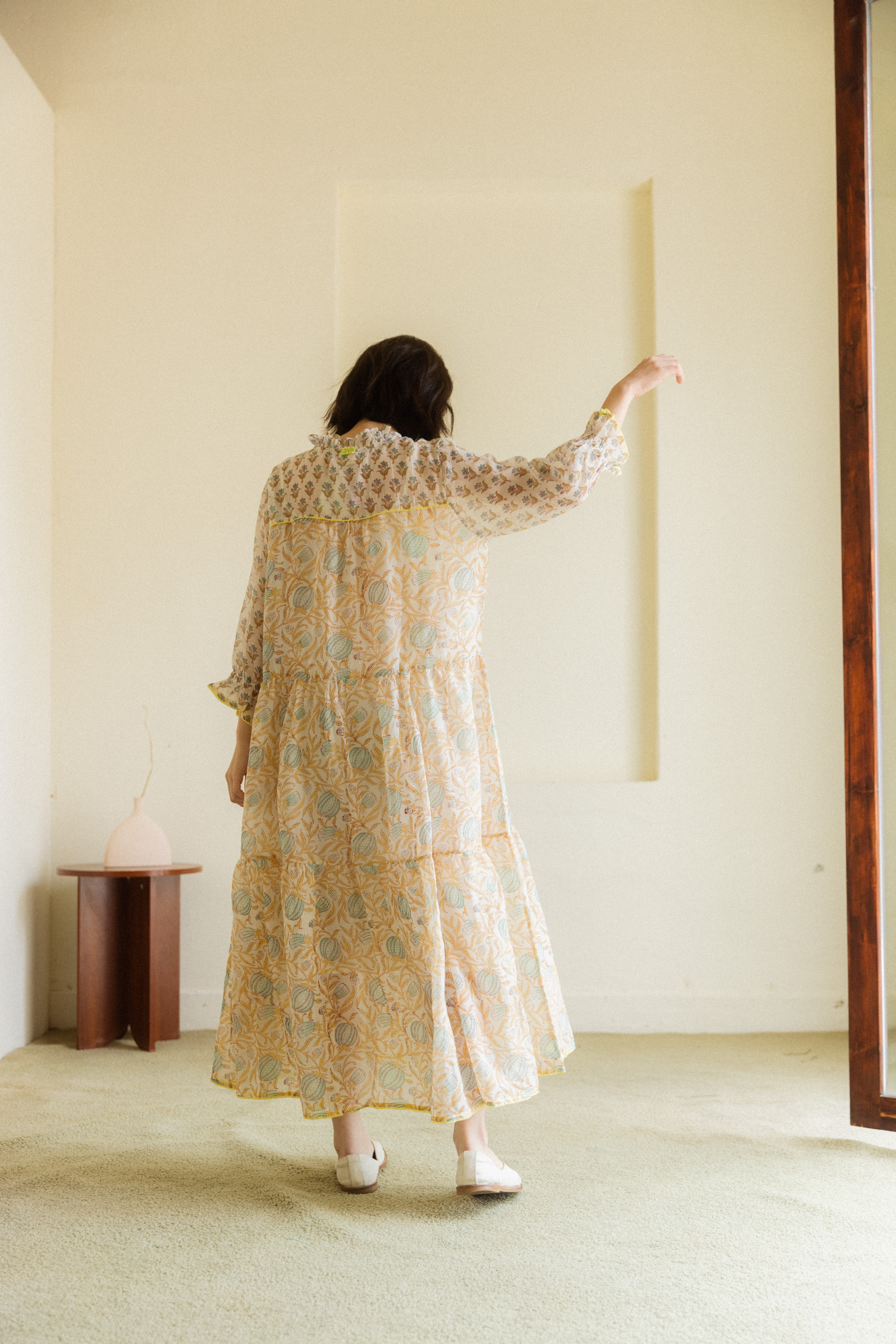 預購中【Lotus veda】絲棉花領花花長洋裝