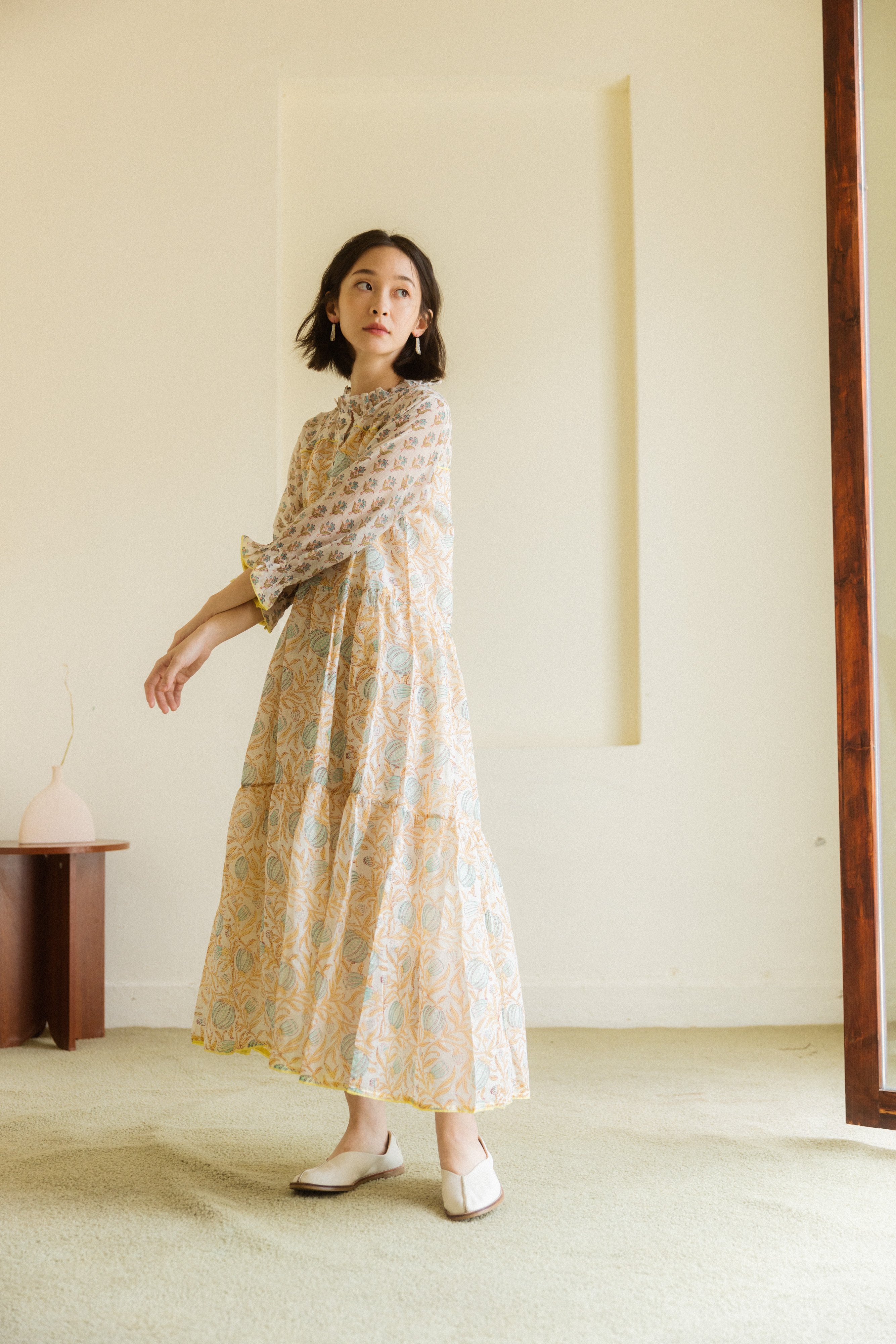 預購中【Lotus veda】絲棉花領花花長洋裝