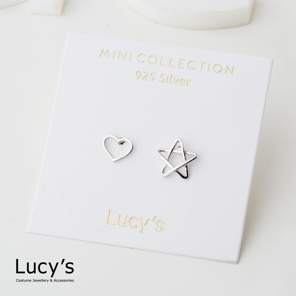 *925純銀〔輕銀系列〕心星 耳環 (126394)