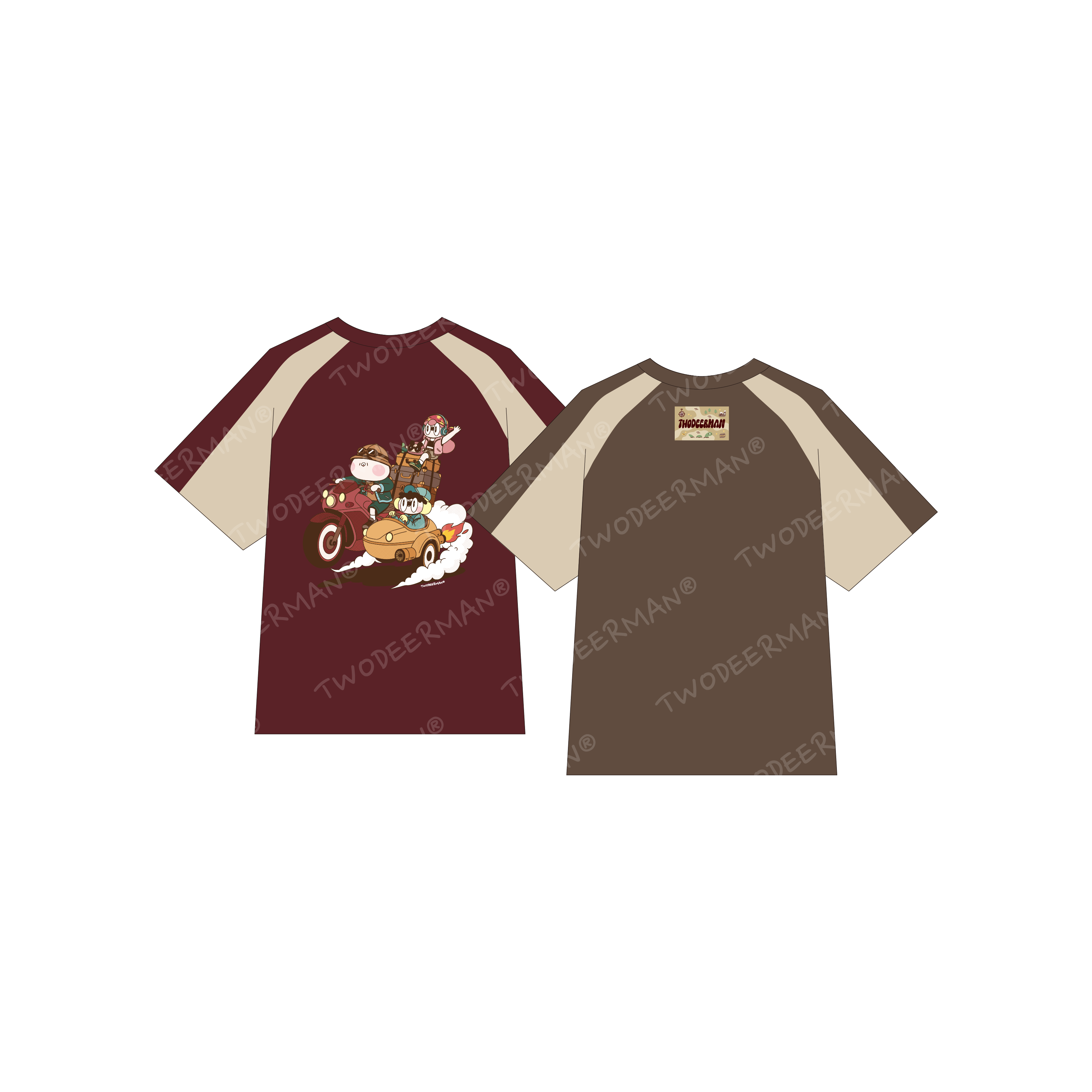 撞色純棉落肩T(共2款)