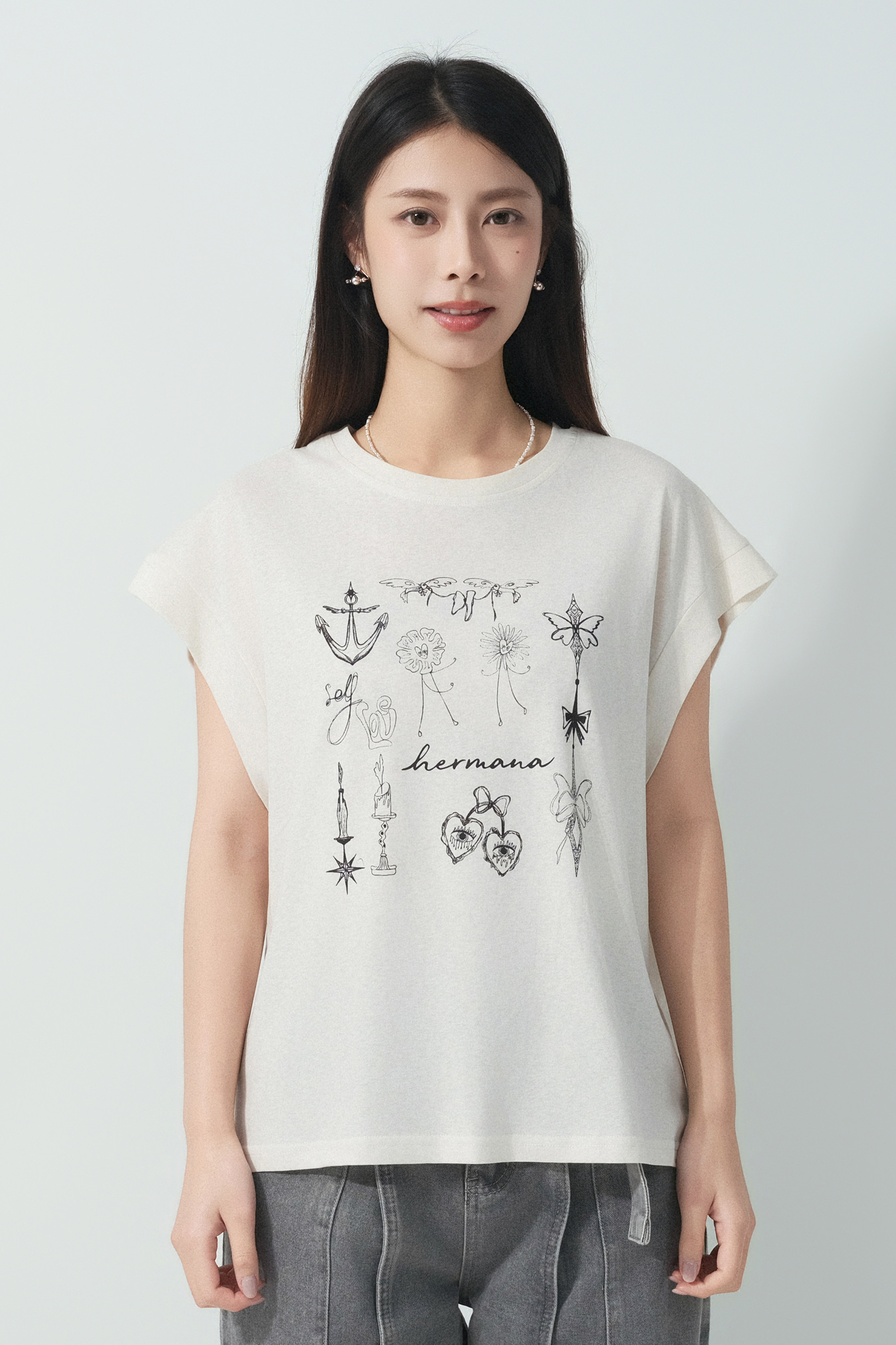 HERMANA自家圖案雞翼袖tee  (預購產品）