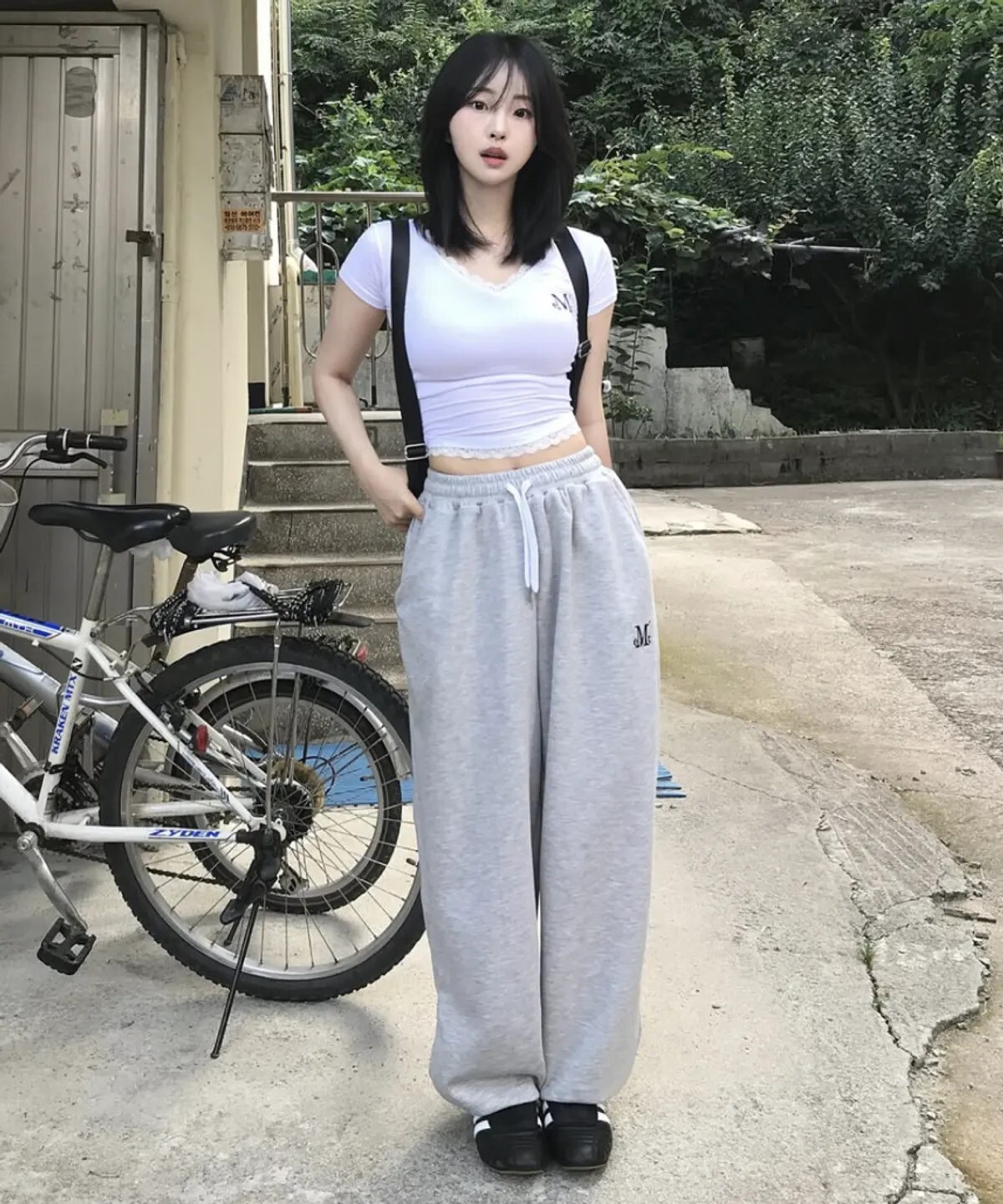 【OWN】MUCENT 休閒 長褲 寬版 棉褲 寬褲 單一尺寸 男版 女版 Oversize 黑色 灰色 白灰 刺繡