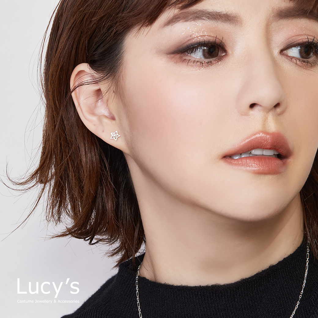 *925純銀〔輕銀系列〕潔白星月 耳環 (126542)