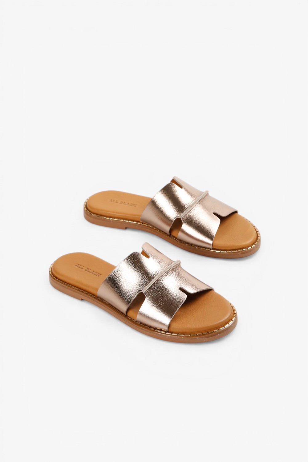 Double H 真皮拼接涼鞋