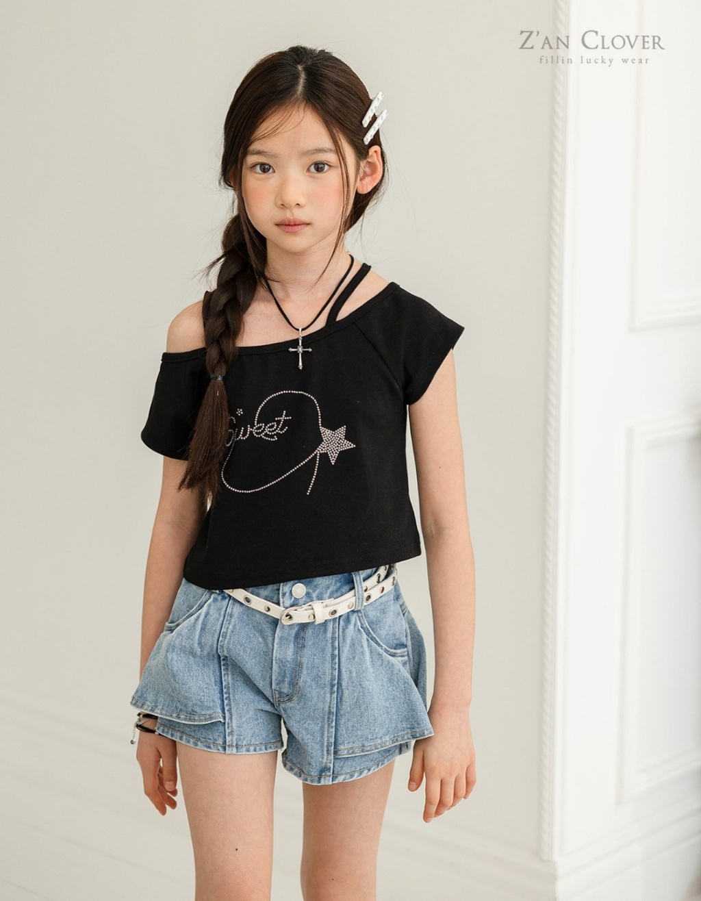 正韓夏ZAN CLOVER 鬆緊傘狀牛仔短褲