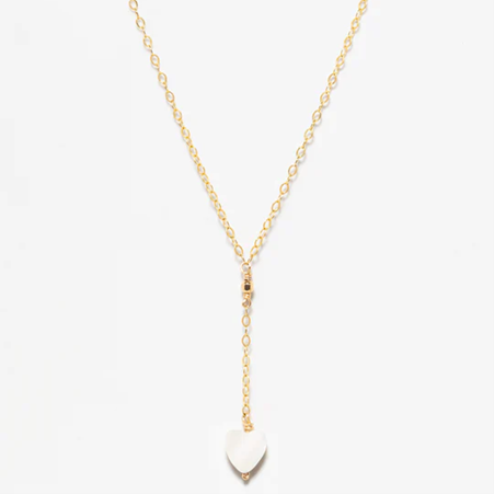 1YA0326-105 [YAY PARIS] Heart Necklace Mother-Of-Pearl Laminated Gold #6colg101 (EU)