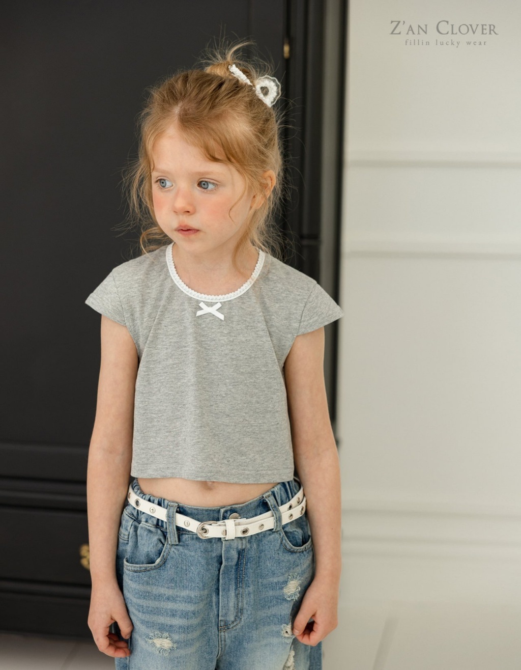 正韓夏ZAN CLOVER 兩色蝴蝶結圓領上衣