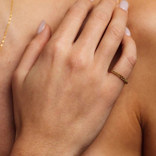 1YA0326-009 [YAY PARIS] Mona Chain Ring Rolled Gold #101simon100 (EU)