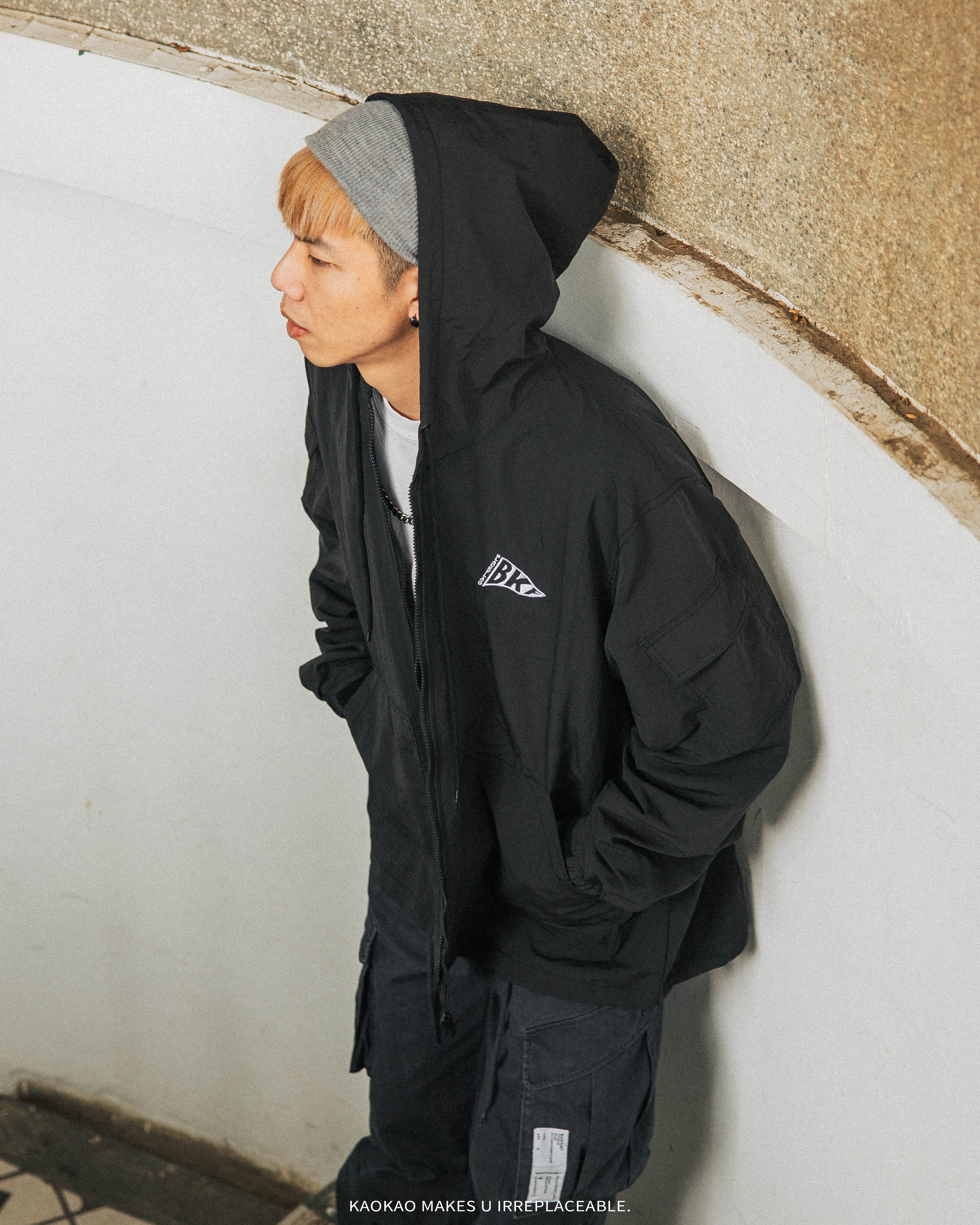 黑旗 BLACK FLAG WASHED OLD HOODED 半開襟 洗舊帽T【JBF24S009】