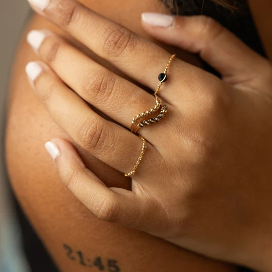 1YA0326-010 [YAY PARIS] Stella Chain Ring - Spinel Rolled Gold #23AHC-101emst112 (EU)